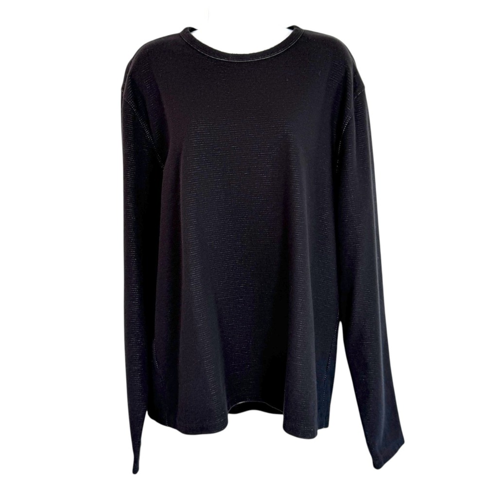 Vince Womens Long Sleeve Knit Top Sz L Black Minimalist Quiet Luxury Monochrome